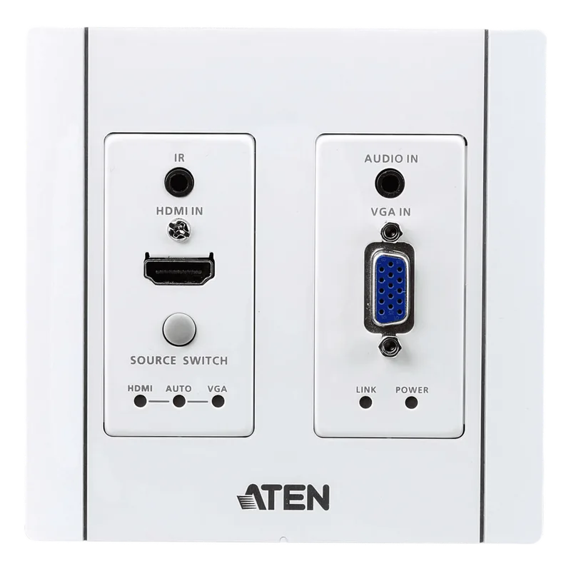Transmisor HDBaseT | HDMI y VGA | Placa de Pared US / PoH (4K a 100 m) | (HDBaseT Class A) (PoH PD) ATEN VE2812AUST