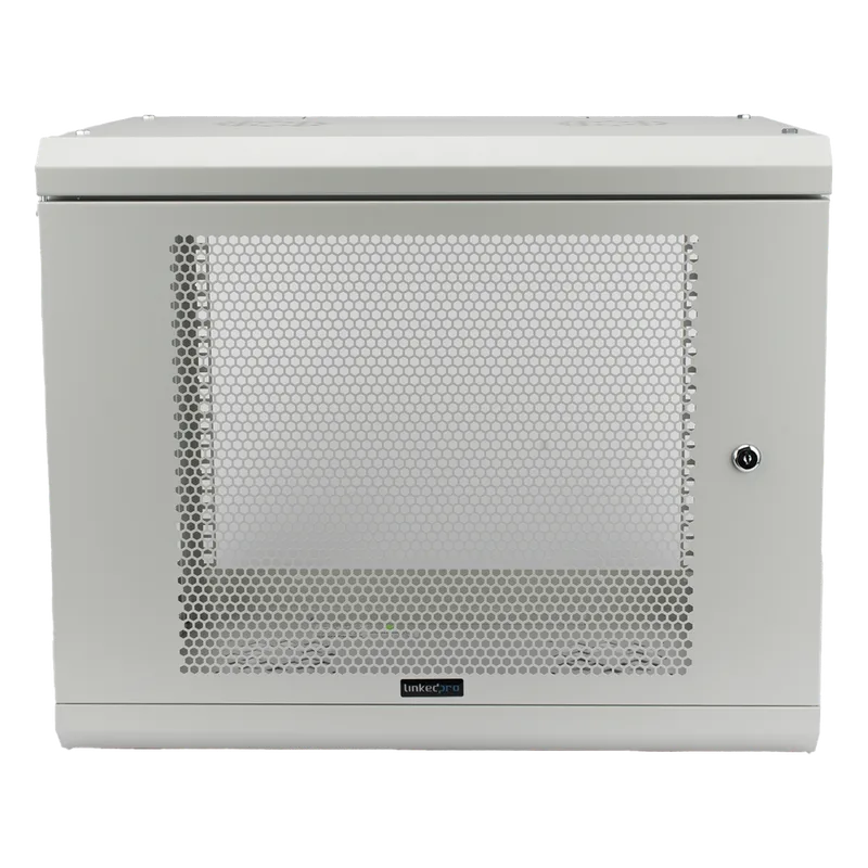 Gabinete de Pared de 9U con Puerta Perforada 455 mm de Profundidad, Rack de 19'', Acero Reforzado Color Blanco LINKEDPRO SR1909LH3PW