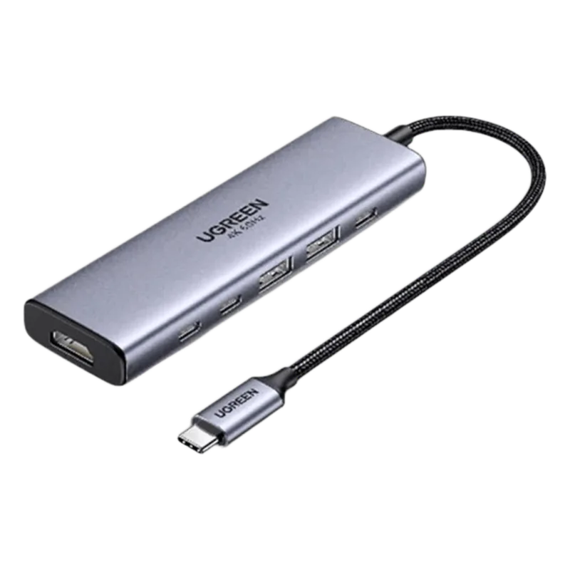Hub USB-C 6 en 1 / HDMI 4K@60Hz / 2x USB-A 3.2 Gen 2 (10 Gbps) / 2x USB-C 3.2 (10 Gbps) / PD 100W / Compatibilidad Universal / Driver-Free / Aluminio UGREEN 35999