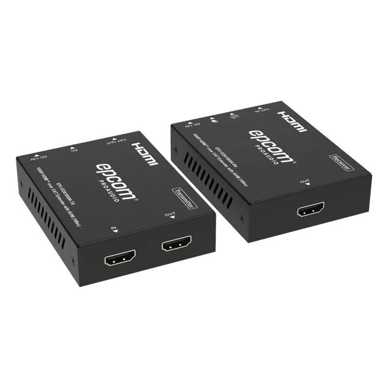 Extensor HDMI | Soporta KVM | Transmisión hasta 100 m | Cable CAT6 | 1080P@60Hz | Copia EDID automática | Sin compresión ni retraso | PoC EPCOM PROAUDIO EPC-ED8100SK
