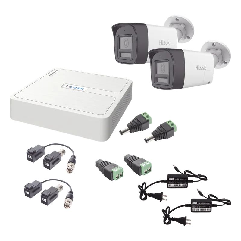 Kit HiLook Audio Bidireccional TurboHD 1080p / DVR 4 Canales / 2 Cámaras Bala (Exterior) con Bocina y Microfóno Integrado / 2 Fuentes de Poder / Accesorios HiLook by HIKVISION HL-1080P-2B-TWA