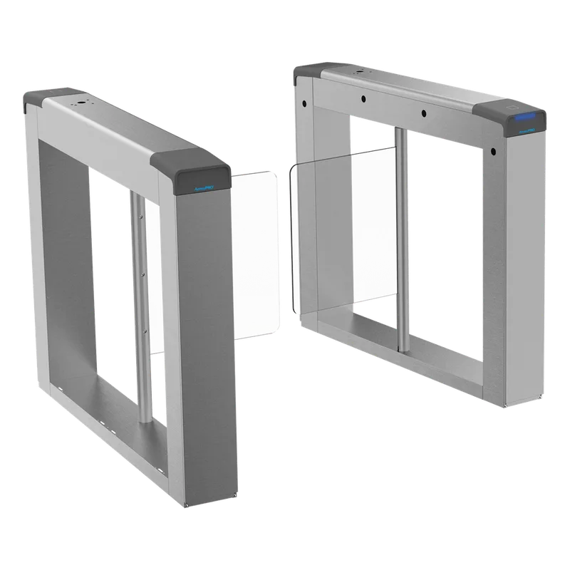 Torniquete Swing para EXTERIOR / Compatible con Reconocimiento Facial / Carril de 90 cms / Acero Inoxidable SUS304 / Motor Brushless / Capacidad 20-60 Personas por Minuto / 3,000,000 MCBF / Perforaciones listas para montaje DS-KAB6ZU1 No Incluido ACCESSPRO AP-8000HD-E