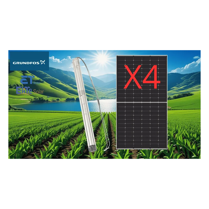 Kit De Bombeo Solar/ Bomba 1.4Kw / 4 Módulos Solares 610w GRUNDFOS KIT-6SQF3-610W-B