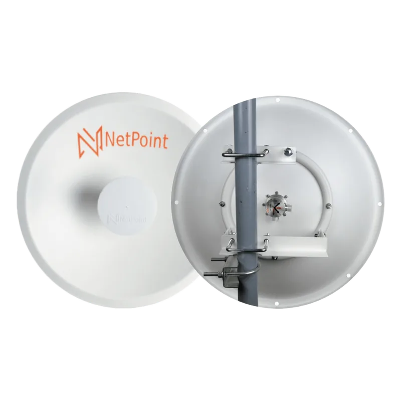 1 Antena Direccional Dual-Polaridad MLO Alto Rendimiento / diámetro de 39.6 cm / 4.9-7.2 GHz / Ganancia 27 dBi / SLANT de 45 ° o 90 ° / Conector N-Hembra / Montaje, jumpers y radomo incluidos. NetPoint NPUW1