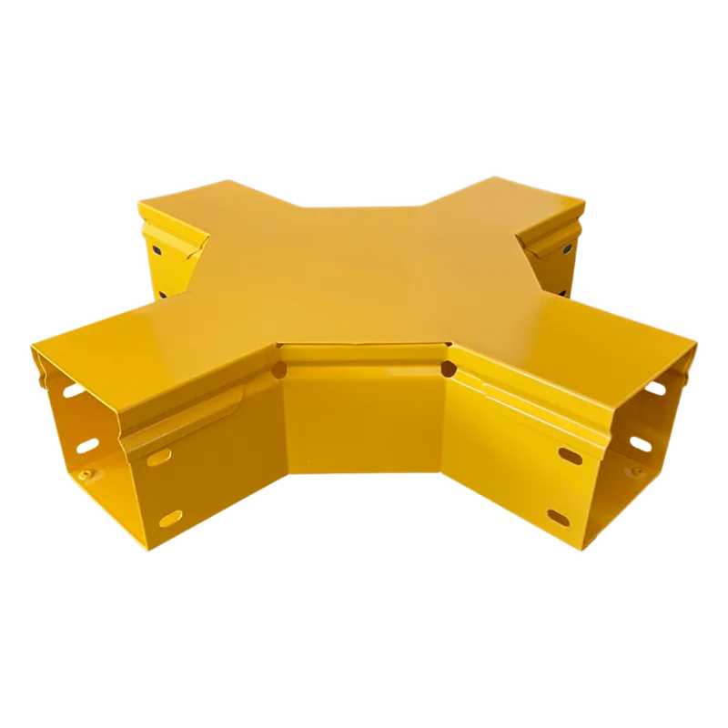 CHFIBER Cruce Horizontal de Aluminio para Fibra Óptica, 4" de Peralte, 4" de Ancho y Radio de 8", con Pintura Epóxica Amarilla, Incluye Tapa, un Par de Coples y Tornillería CHAROFIL CHFBXH4X4R8EPK