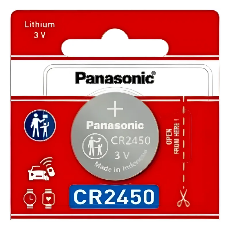 Batería de Litio tipo Moneda 3V / CR2450/ 1pza ( Batería no recargable ) PANASONIC CR2450PL