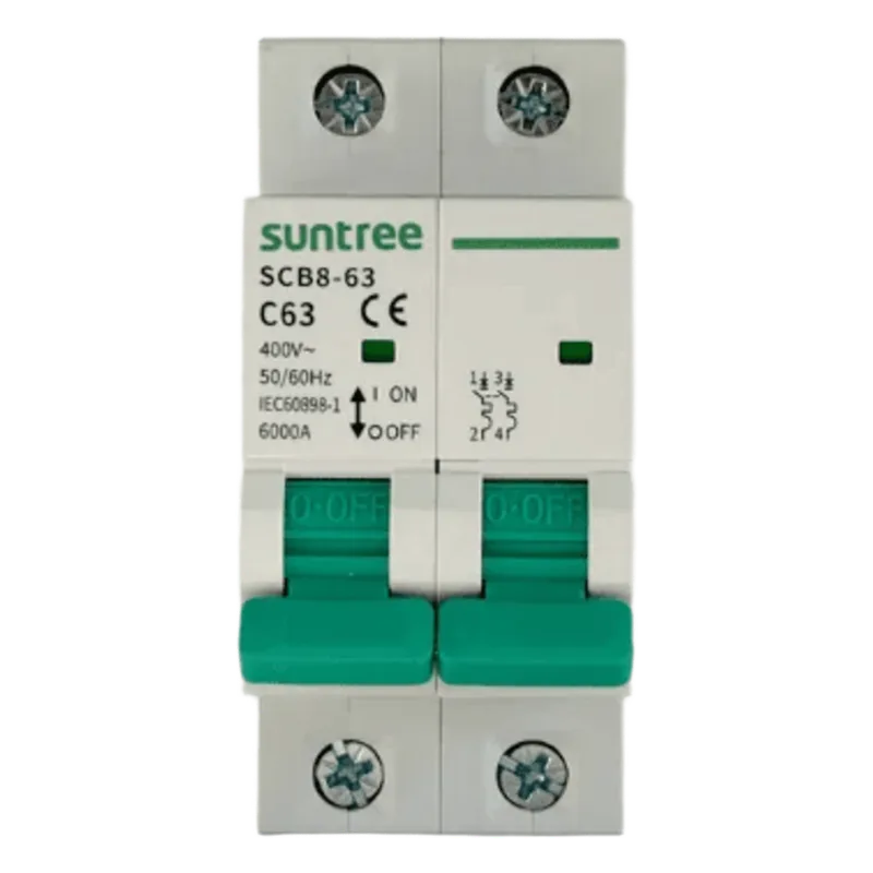 Protección Térmica/ Interruptor 2P, 32 A, Corriente Alterna 400Vca para Aplicación Fotovoltaica Montaje Riel DIN SUNTREE SCB8-63C32/2P