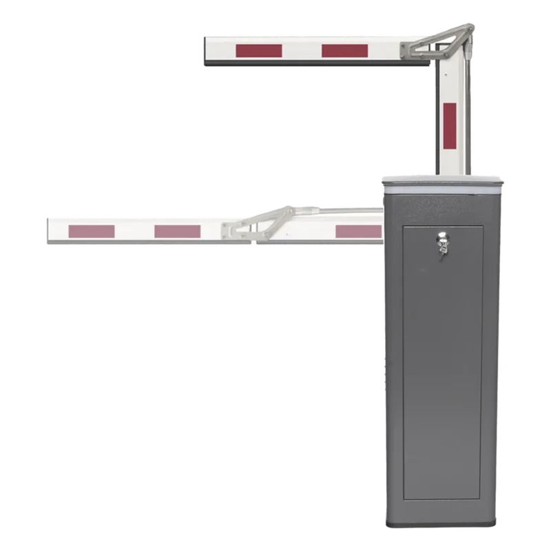 Kit de Barrera Vehicular Izquierda y Brazo ARTICULADO de 4 Metros / Finales de Carrera Ajustables por Programación / Movimiento Fluido / Diseño Elegante Color Gris / Con Corona Led Semaforizada ACCESSPRO KT-XBF-LBA4