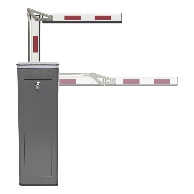Kit de Barrera Vehicular Derecha y Brazo ARTICULADO de 4 Metros / Finales de Carrera Ajustables por Programación / Movimiento Fluido / Diseño Elegante Color Gris / Con Corona Led Semaforizada ACCESSPRO KT-XBF-RBA4