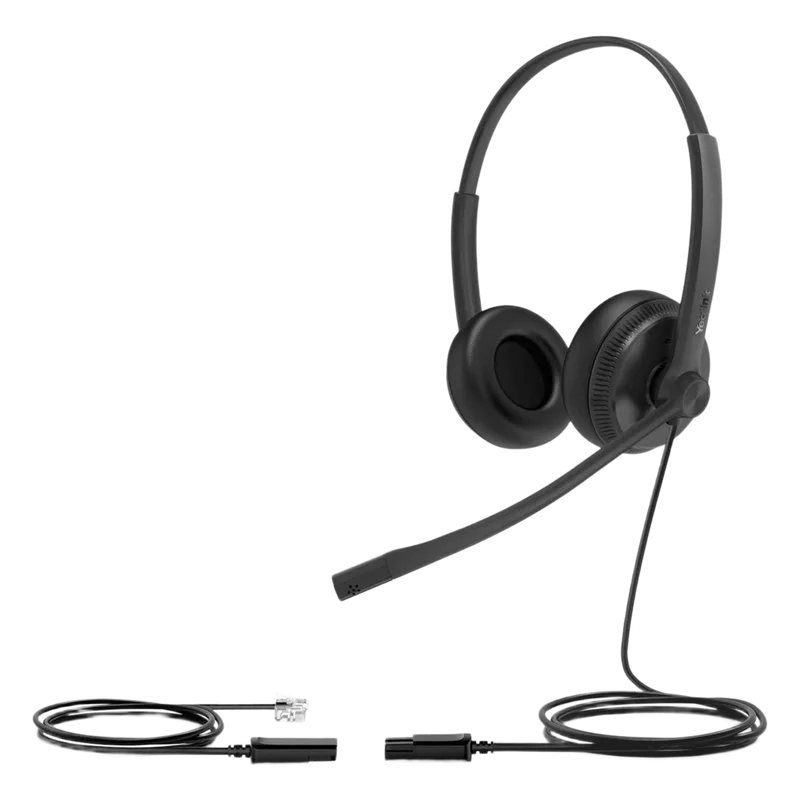 Diadema Alámbrica YHS34 Dual de Yealink QD a RJ9 con Almohadillas de Cuero YHS34-DUAL