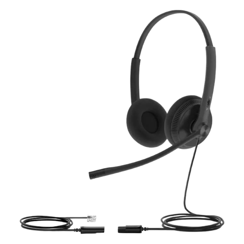Diadema Alámbrica YHS34 Dual de Yealink QD a RJ9 con Almohadillas de Esponja YHS34-LITE-DUAL