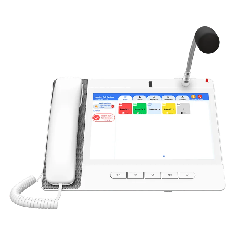 Teléfono IP Color Blanco Android 9.0 Empresarial para voceo 20 líneas SIP, pantalla táctil, Wi-Fi y Bluetooth, PoE, Voceo/ Musica por Multicast, puertos Gigabit, Sofware de Enfermeria FANVIL A320IW
