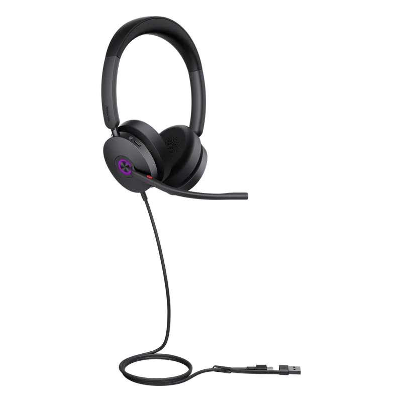 Auriculares Yealink UH48 Dual con cancelación de ruido activa por IA para Microsoft Teams, USB-C/A e indicador de ocupado UH48-DUAL-TEAMS-USB-C/A