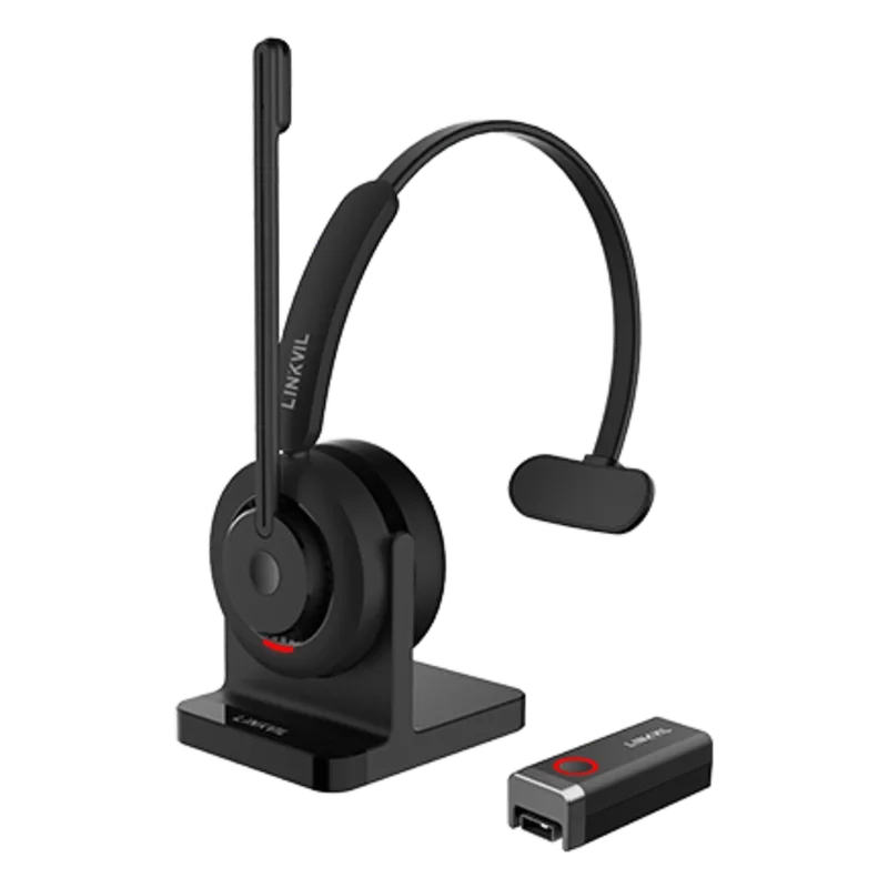 Diadema Inalámbrica / DECT 6.0 + Bluetooth 5.3 / Micrófono Rotable / Audio HD / Cancelación IA / Base de Carga FANVIL DH301D