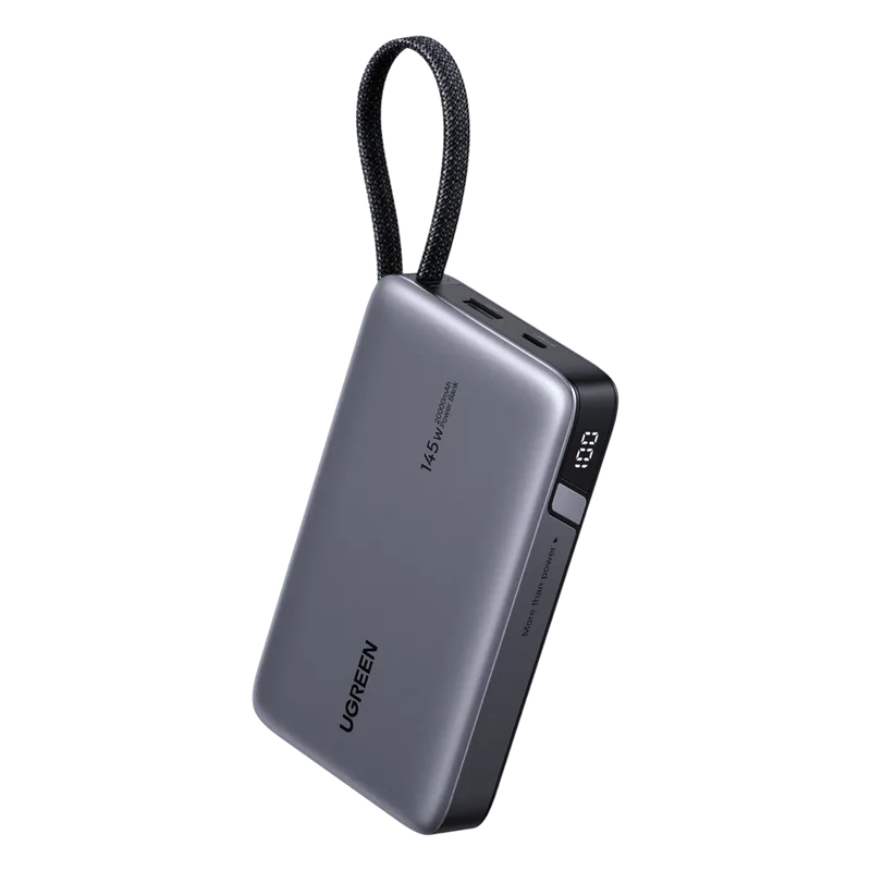 Power Bank 20000mAh con Cable Integrado / Carga Rápida 100W / USB-C PD 3.0 / 4 Celdas Li-ion / 72Wh / Carga Múltiple 145W / Compacto 139x80x27mm UGREEN 55992B