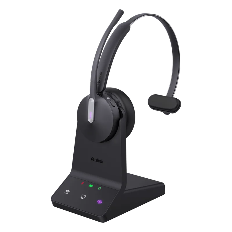 Auriculares mono Yealink WH64 edición MS/ Base DECT y auriculares con Bluetooth integrado/ Cancelación de ruido con 3 micrófonos/ Hasta 32 horas de conversación WH64-MONO-TEAMS