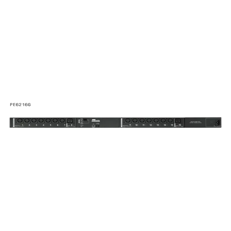 PDU Inteligente Eco ATEN | 16-24 Salidas AC | Monitoreo Remoto IP | Control Individual por Puerto | Medición Energética en Tiempo Real | Gestión SNMP v1-v2-v3 | Seguridad SSL 128-bit | Sensores Ambientales Opcionales | Montaje Rack 0U PE6216G