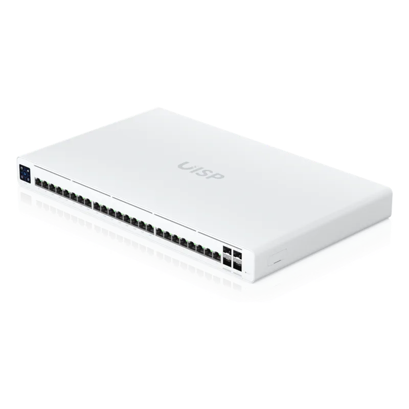 UISP Switch Pro – Switch PoE de 220 W (27 V) con 24 Puertos GbE, 16 Puertos PoE Pasivo 27 V y 4 Puertos SFP+ 10G UBIQUITI UISP-S-PRO