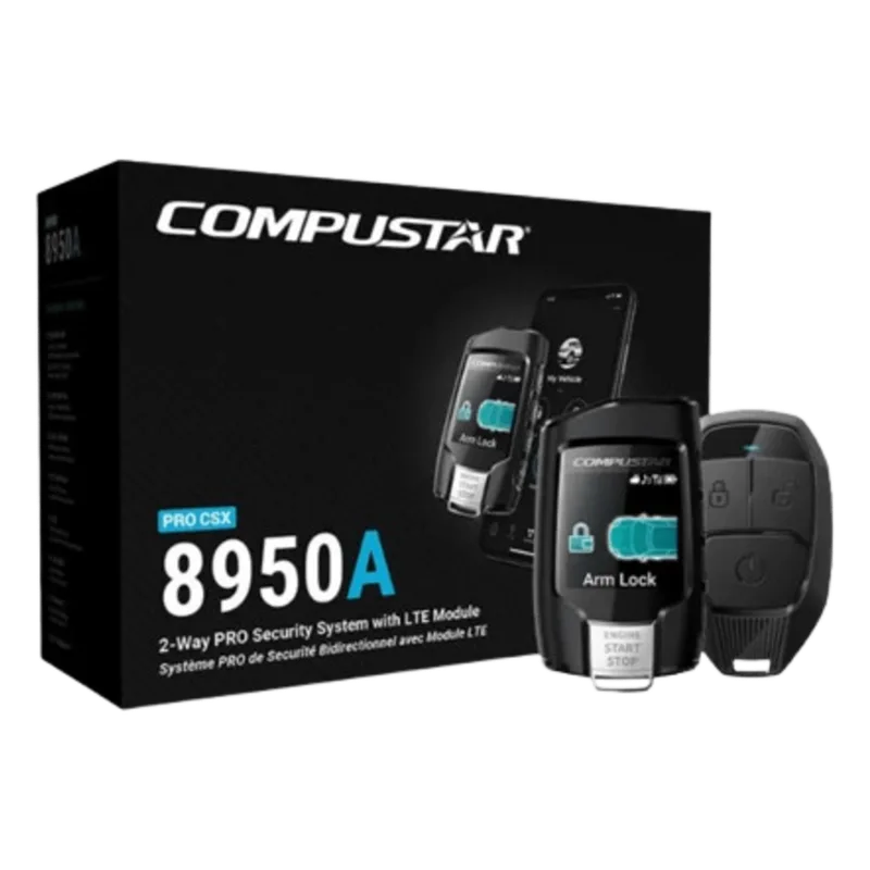(MONITOREO en APP) Kit de Alarma Vehicular Profesional de 2 vías y control LCD con modulo CM2500 Incluye GPS X1-MAX LTE COMPUSTAR CSXP8950A