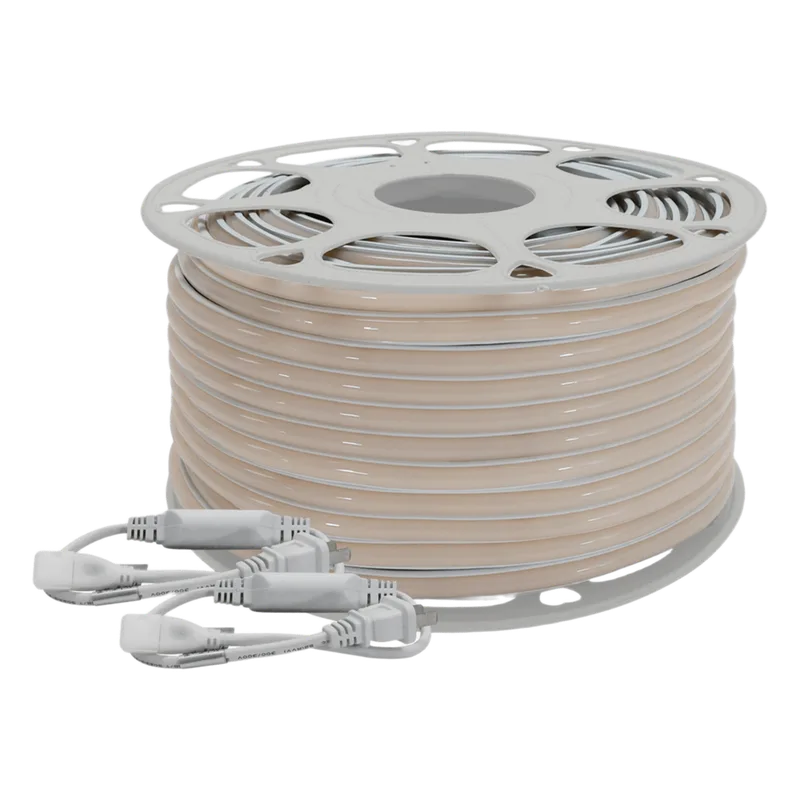 Manguera LED Luminosa Blanca de Resina Transparente y Flexible / Para uso Interior o Exterior / Carrete de 50 m/ 110V CA 4.2 A/ 500 W Potencia / T.C.C. 6500 K. JWJ JLML-2835-08