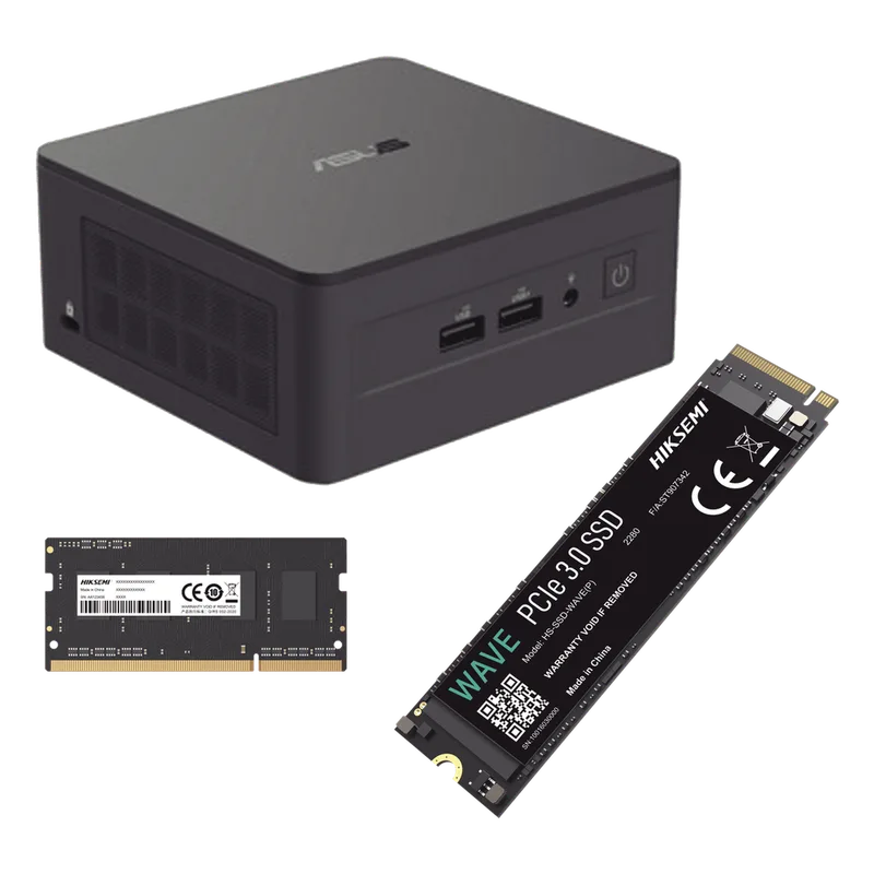 Kit / Mini PC NUC Barebone / Core i5 -1340P (13 Gen) / WiFi 6 y 2.5 GbE / Bluetooth / 16 GB RAM / 512 GB SSD / Sin S.O. / 4 Monitores / Incluye Fuente ASUS NUCASI513I16G512G