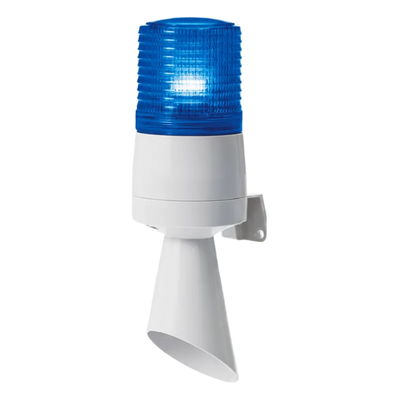 Luz LED con patrones de destello fijo y destellante con buzzer incorporado de alto volumen Máx. 95 dB color Azul 24 VCD QLIGHT S60ADL-24-B