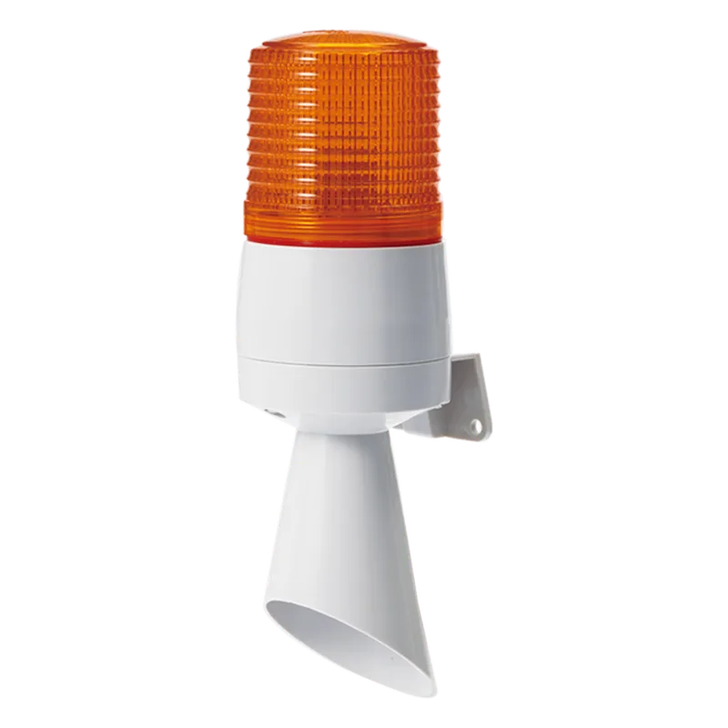 Luz de Señal con Buzzer Incorporado a 95 dB , LED Fijo e Intermitente, color Ámbar a 110 VCA QLIGHT S60ADL-110-A