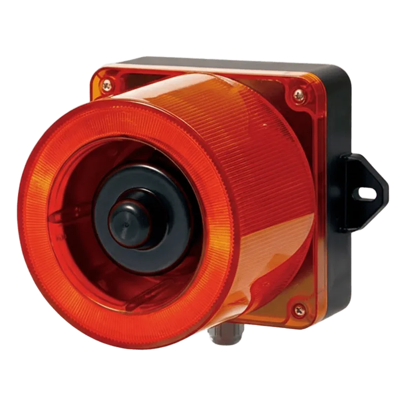 Combinacion de baliza LED color Rojo y sirena electrónica de 31 tonos resistente a la intemperie de volumen máx. 123 dB a 12-24 VCD QLIGHT QWCD50-012024-R-LC