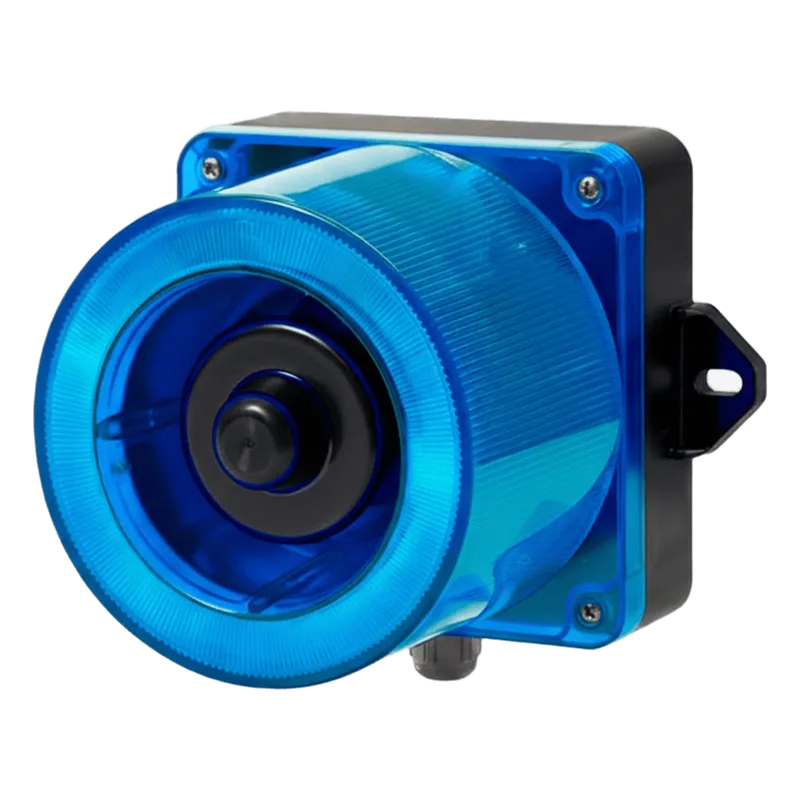 Combinacion de baliza LED color Azul y sirena electrónica de 31 tonos resistente a la intemperie de volumen máx. 123 dB a 110-220 VCA QLIGHT QWCD50-110220-B-LC
