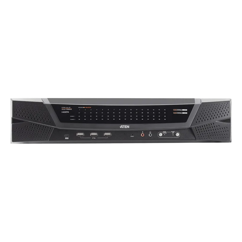 Switch KVM over IP Cat 5 | Hasta 64 Puertos | Resolucion Full HD 1920x1200 | Dual NIC Gigabit | Virtual Media USB 2.0 | FIPS 140-2 Level 1 | Cascada hasta 512 Equipos | Administracion Centralizada CC2000 ATEN KN4064VB