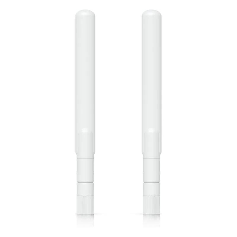 Par de Antenas Omnidireccionales Ideales para el UK-Ultra. Incluye dos Antenas de Doble Banda con 3 dBi en 2.4 GHz y 4 dBi en 5 GHz UBIQUITI UACC-UK-ULTRA-OMNI-ANTENNA-AO