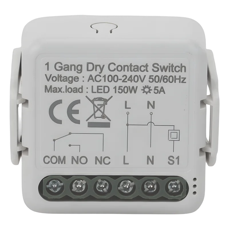 ZigBee Modulo switch relevador salida de Contacto Seco / 100-240V / 5A / 150W LED AKUBELA TYSH1CH
