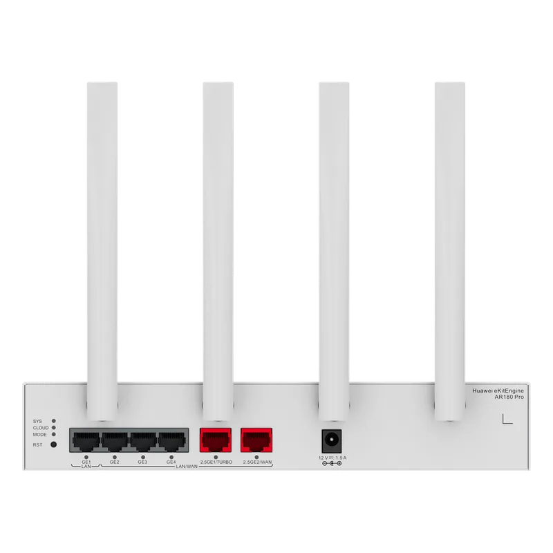 Router eKit Wi-Fi 7 para 150 clientes/ Controladora para 8 APs / 2 Puertos WAN 2.5 Gbps + 1 Puerto LAN Gigabit + 3 Puertos LAN/WAN Gigabit / Gestión en la nube / Libre de licenciamiento HUAWEI AR180-PRO