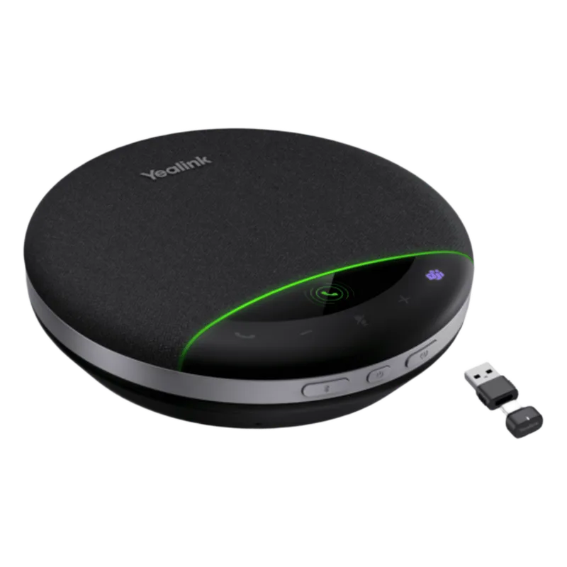Yealink SP96, altavoz portátil con micrófono integrado, Bluetooth 5.3 con adaptador USB-C/A, alcance de captación de voz de 5 m, 26 horas de conversación, cancelación de ruido con IA. SP96-WITH-DONGLE-USB-C/A