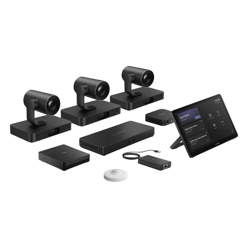 Sistema de Videoconferencia MVC-S98-C5U-004 de Yealink diseñado para Salas Extra Grandes con Triple Cámara Inteligente y Funciones Avanzadas de IA