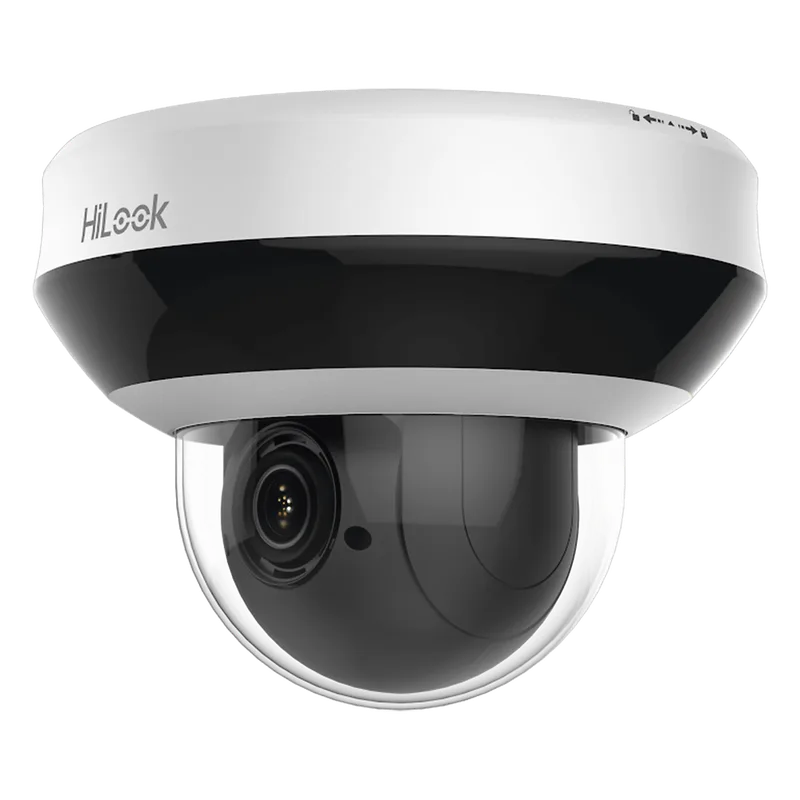 Mini PTZ IP 4 Megapixel / 4X Zoom / Audio Bidireccional / H.265+ / 20 mts IR EXIR / WDR 120 dB / PoE / IK10 / IP66 / Ultra Baja Iluminación / Micrófono Integrado / Micro SD HiLook by HIKVISION PTZ-N2404I-DE3(G)