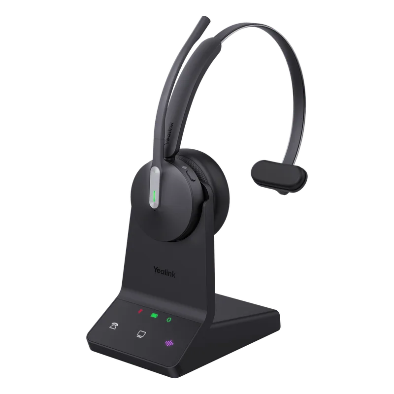 Auriculares mono Yealink WH64 edición UC/ Base DECT y auriculares con Bluetooth integrado/ Cancelación de ruido con 3 micrófonos/ Hasta 32 horas de conversación WH64-MONO-UC