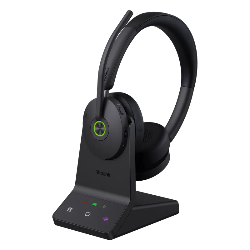 Auriculares estéreo Yealink WH68 edición MS/ Base DECT y auriculares con Bluetooth integrado/ Cancelación activa de ruido/ Triple conexión