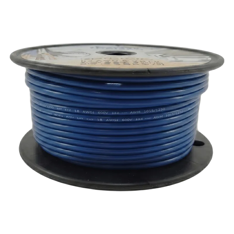Cable Eléctrico Color Azul Calibre 14 / UL 1015-1230 / 600 Voltios / Temperatura 105°C Seco 75°C Húmedo / Cobre Estañado Clase K / Aislante PVC Retardante de Llama VW-1 / Resistente a Humedad Abrasión Ácido Combu COBRA WIRE & CABLE A1014T-02-100