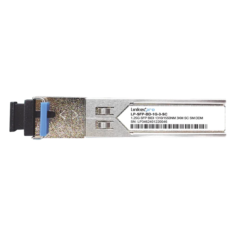 Transceptores Ópticos Bidireccionales SFP (Mini-Gbic) / Monomodo 1310 & 1550 nm / 1.25 Gbps / 1000BASE-BX / Conector SC/UPC Simplex / DDM / Hasta 3 km / 2 Piezas LINKEDPRO LP-SFP-BD-1G-3-SC