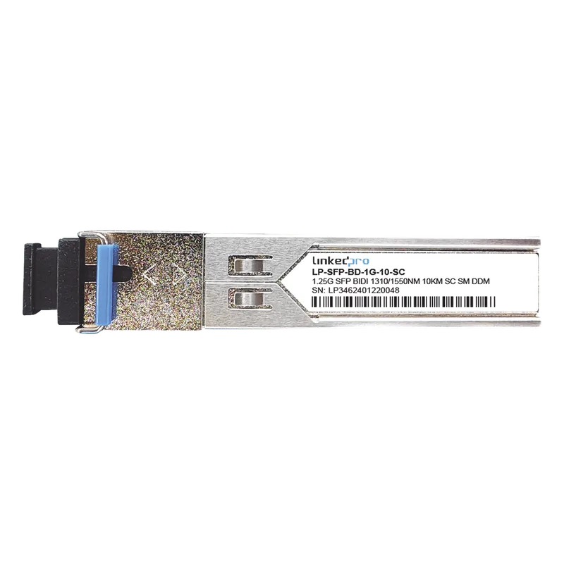 Transceptores Ópticos Bidireccionales SFP (Mini-Gbic) / Monomodo 1310 & 1550 nm / 1.25 Gbps / 1000BASE-BX / Conector SC/UPC Simplex / DDM / Hasta 10 km / 2 Piezas LINKEDPRO LP-SFP-BD-1G-10-SC