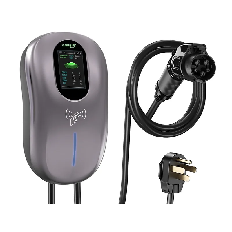 Estación de Carga para Vehículos Eléctricos / 40 A / 9.6 kW / Conector Tipo 1 (SAE J1772) / 110-240 V AC / Pantalla LCD 4.3 in (10.9 cm) / WiFi / APP / RFID / IP65 / Cable TPE 5 m (16.4 ft) GREENC S02US40A