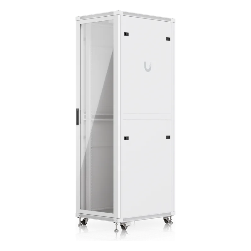 UACC Rack Cabinet 42U (600 × 800 mm) – Gabinete de Piso Totalmente Ensamblado con Ventiladores Integrados, Paneles Removibles, Ruedas con Seguro y Puerta Frontal de Vidrio Templado UBIQUITI UACC-RACK-42U-800-G