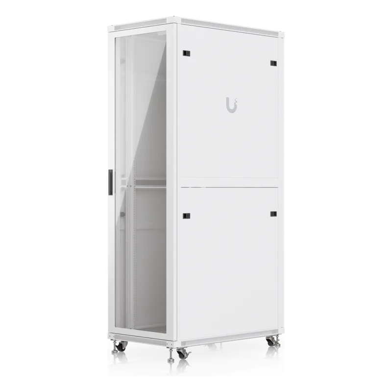 UACC Rack Cabinet 42U (600 × 1000 mm) – Gabinete de Piso Totalmente Ensamblado con Ventiladores Integrados, Paneles Removibles, Ruedas con Seguro y Puerta Frontal de Vidrio Templado UBIQUITI UACC-RACK-42U-1000-G