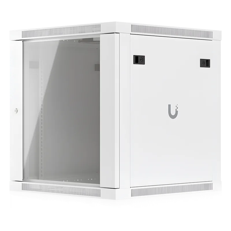 UACC Rack Cabinet 12U (598 x 600 mm) - Gabinete Cerrado para Montaje en Pared con Puerta Frontal de Vidrio Templado, Totalmente Ensamblado con Ventiladores Integrados y Paneles Removibles UBIQUITI UACC-RACK-12U-WALL-600-G