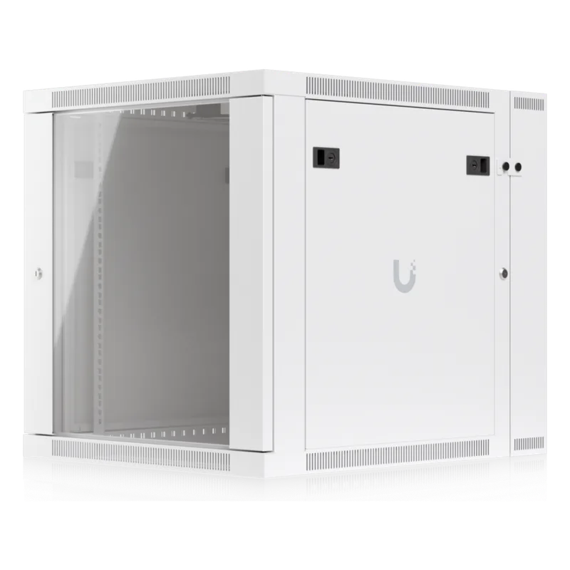 UACC Rack Cabinet 12U (600 x 703 mm) - Gabinete Cerrado para Montaje en Pared con Puerta Frontal de Vidrio Templado, Puerta Trasera Abatible (Swing-Out) y Paneles Laterales Removibles con Llave UBIQUITI UACC-RACK-12U-WALL-SW-G