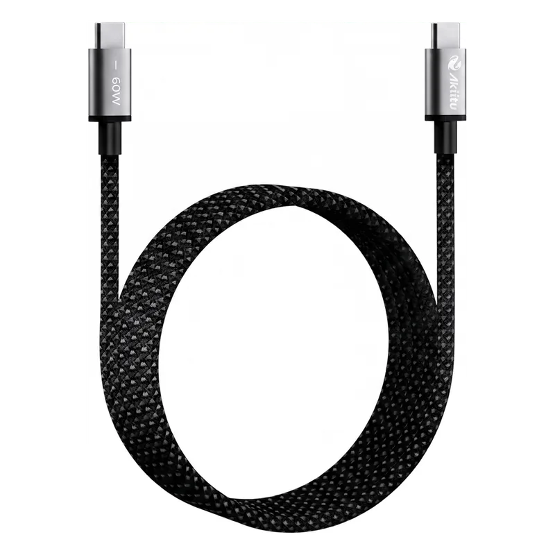 Cable de Carga USB-C a C 1.5 Metros (4.92 Pies) / Tecnología GaN (Nitruro de Galio / Fast-Charging / Potencia 60W / Velocidad Transferencia 480 Mbps / Material Nylon / Conector Aluminio Anodizado EZVIZ AK-PAC6B-N-1.5M