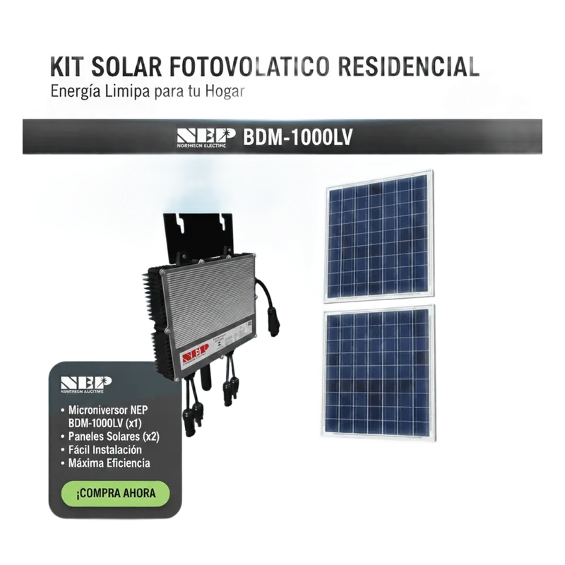 Kit Solar Interconexion / 1kW 127Vca / Microinversores HOYMILES / Montaje Incluido NEP BDM1000LVKIT