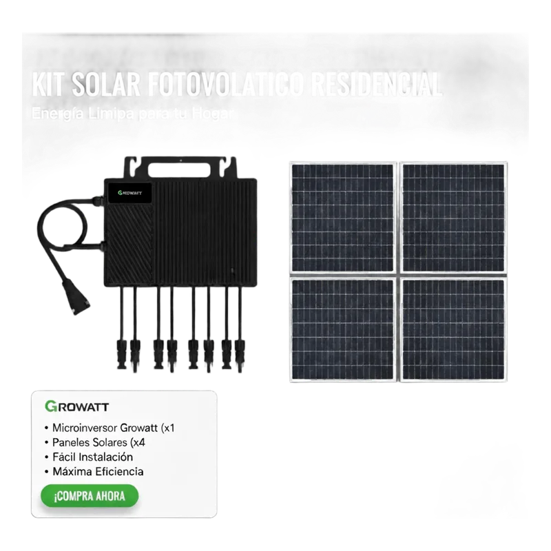 Kit Solar Interconexion / 2.5kW 220Vca / Microinversores Growatt / Montaje Incluido NEO2500MX2KIT