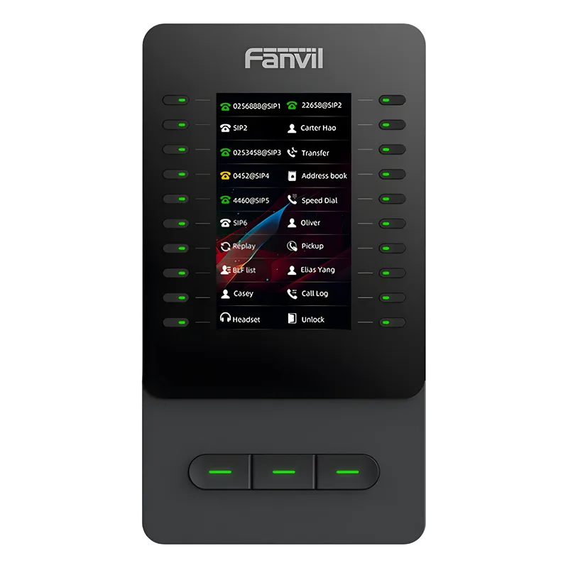 Módulo de Expansión EM60 con Pantalla a Color / 4.3 Pulgadas 480x272 / 60 Teclas Programables DSS / USB Tipo-C / Compatible con V65-V66-V66 Pro / Cascada hasta 4 Módulos / Con Soporte Ajustable FANVIL
